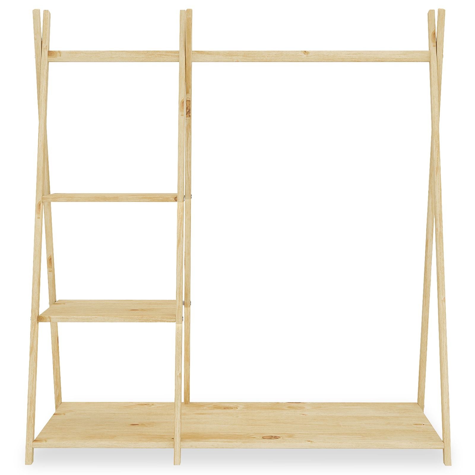 Penderie enfant LOTTE avec 3 étagères, en bois massif - Coloris naturel - 4