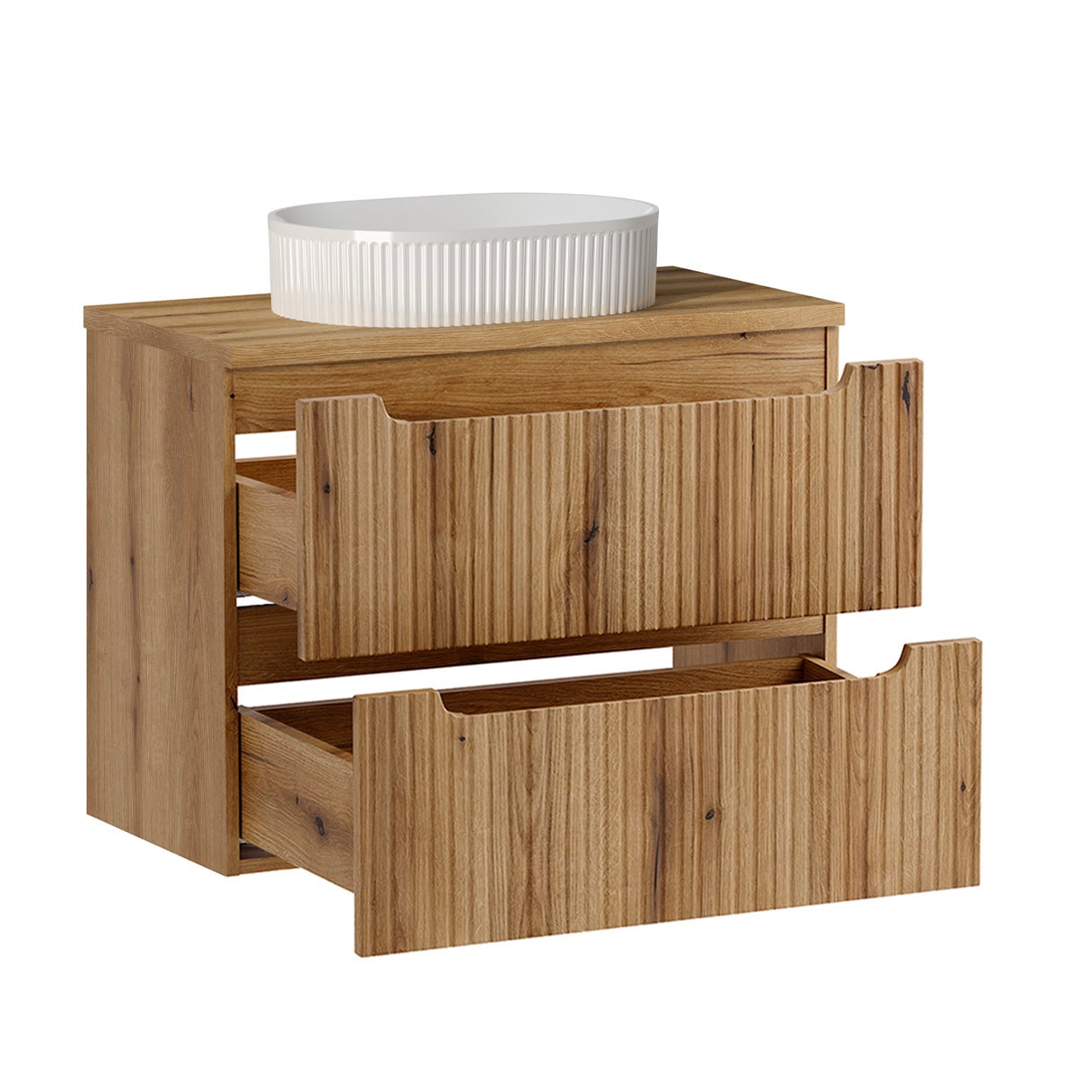 Ensemble meuble simple vasque 80cm 2 tiroirs et colonne Riva Bois ...