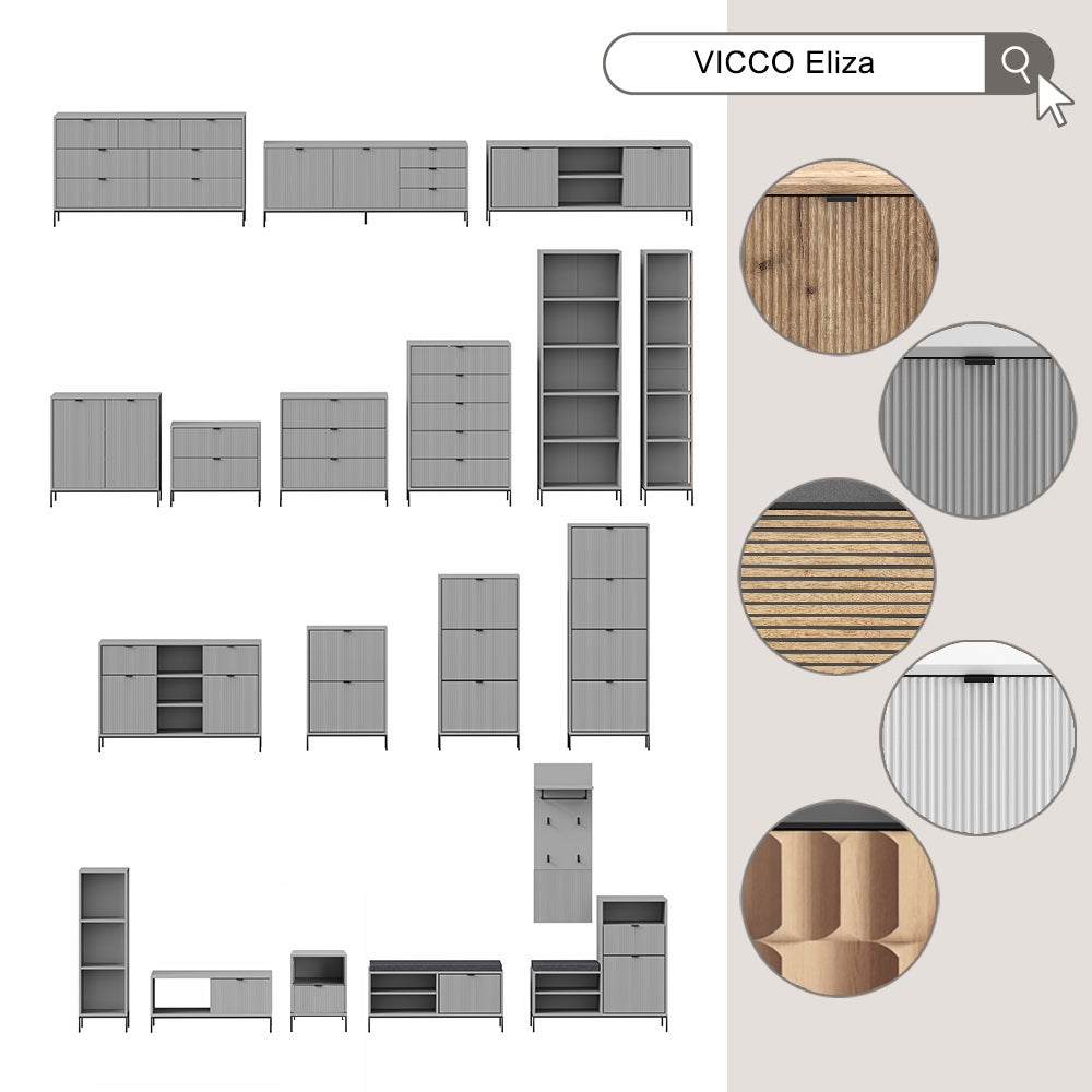 Vicco Armoire De Toilette Eliza Chêne Viking – 70x65 Cm – 2 Portes Miroir – Rangement Salle De Bain Élégant