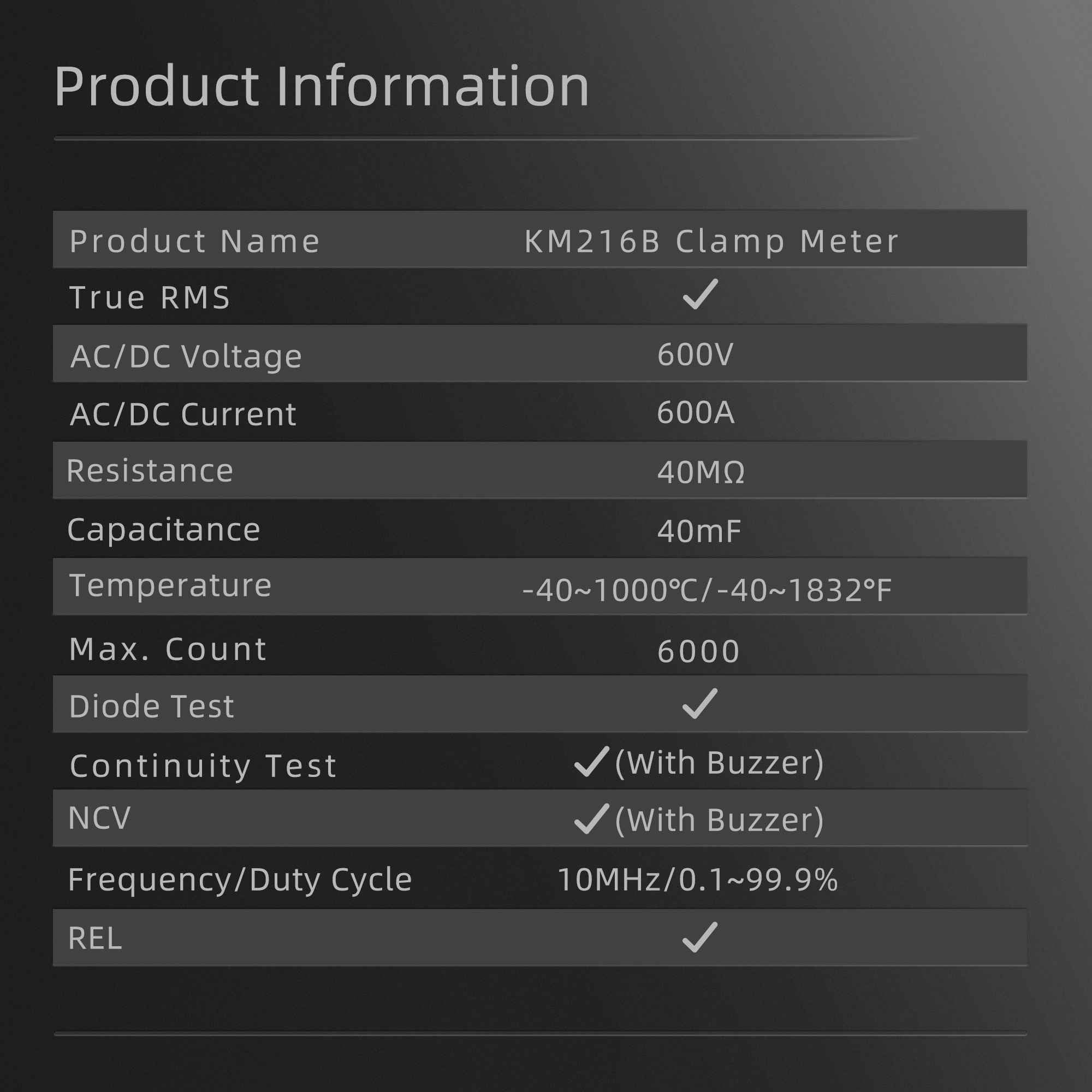 Multimètre pince numérique LED LCD 600A AC/DC NCV sécurité voltmètre test résistance continuité température - 8