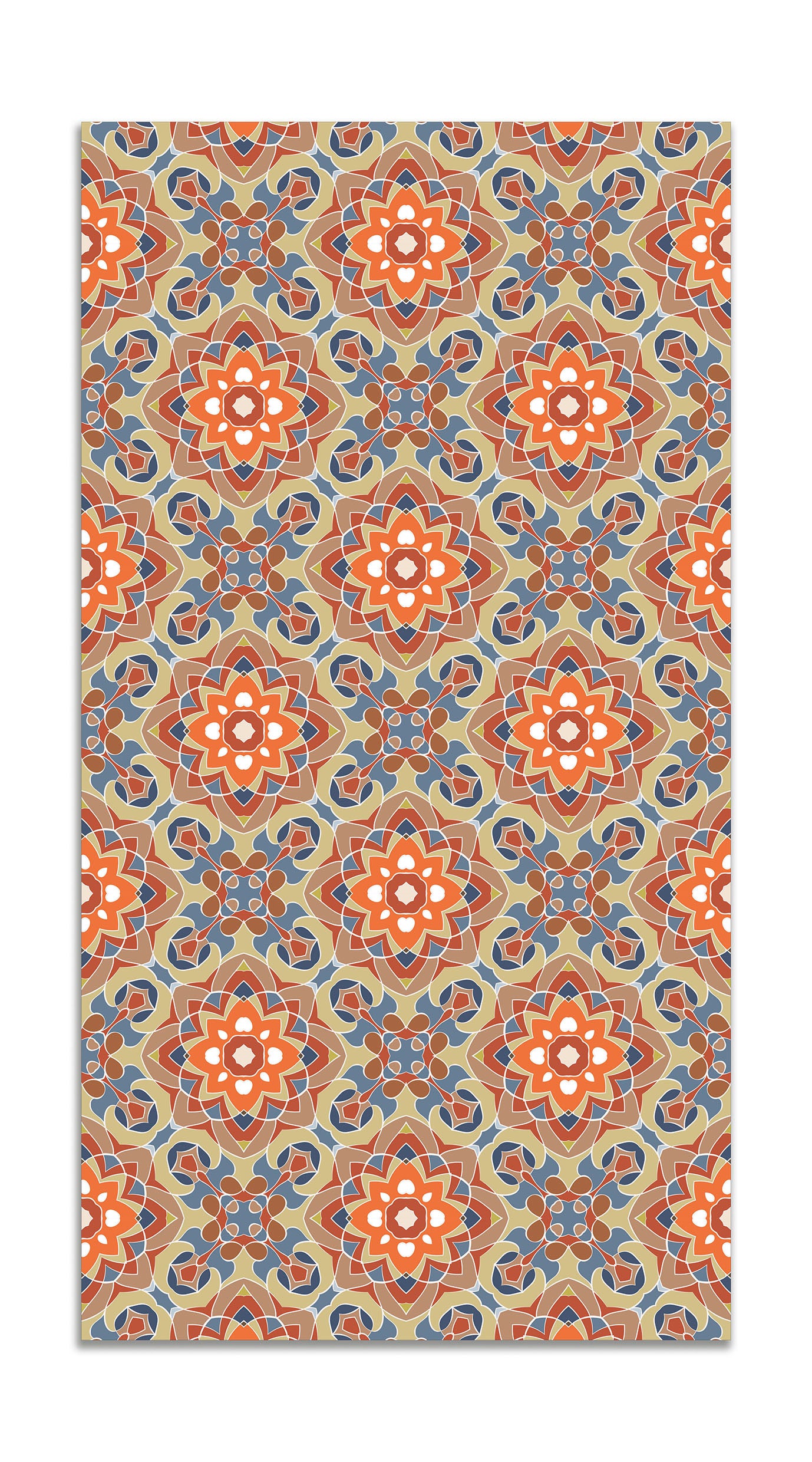 Panorama alfombra vinílica azulejo oriental floreada original 200x200 cm - alfombra cocina vinilo - alfombra salón antideslizante