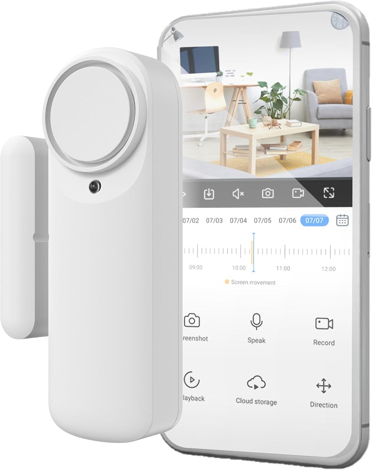 Inteligentny alarm drzwiowy WiFi, magnetyczny czujnik drzwi, bezprzewodowy z aplikacją mobilną, powiadomienia w czasie rzeczywistym, syrena 100 dB