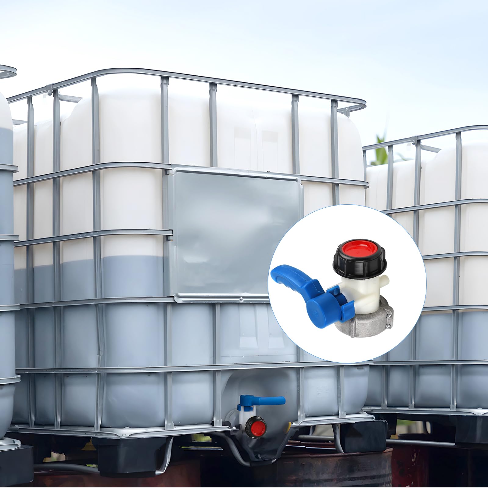Adattatore IBC universale, adattatore per valvola di intercettazione IBC, adattatore per valvola a farfalla, per serbatoio dell'acqua piovana (75 mm) - 2