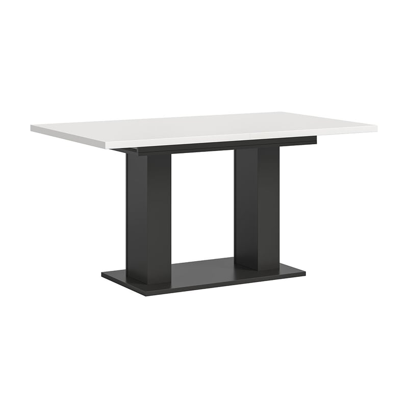 Motion stół do jadalni podwójna kolumnowa 90x150/190 cm z 1 wkładką biały, szary.