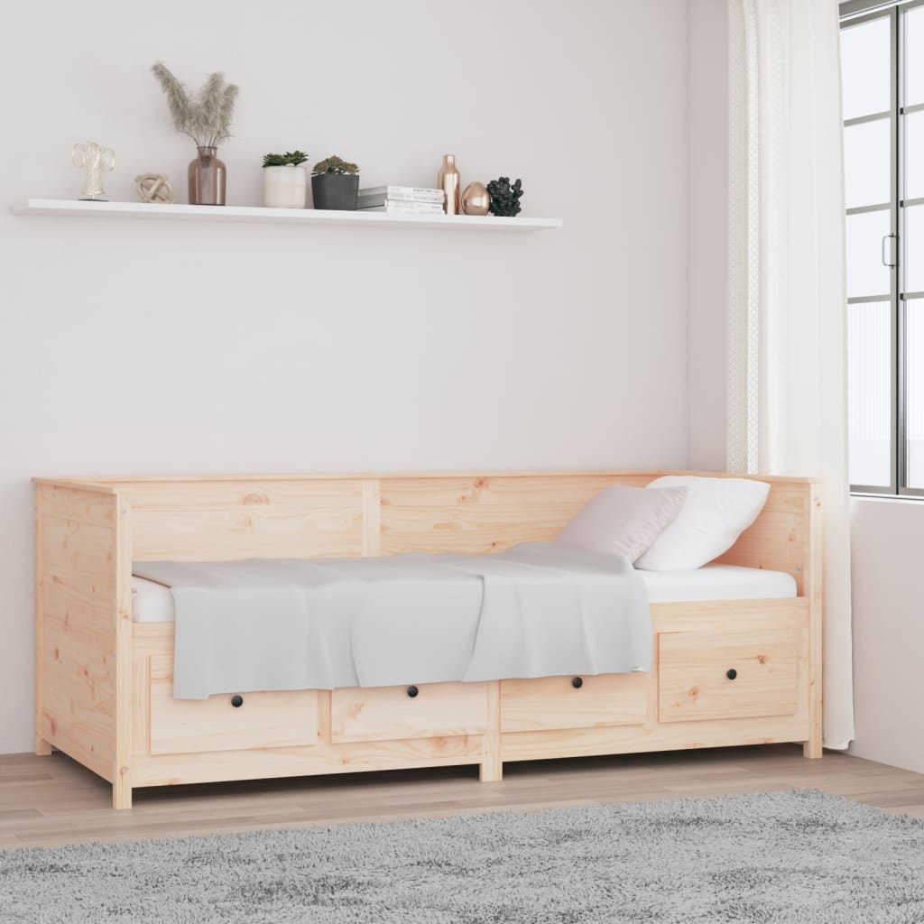 Łóżko Dzienne Drewniane Brązowe Rama Łóżka Ze Stelażem Sofa 80x200 cm