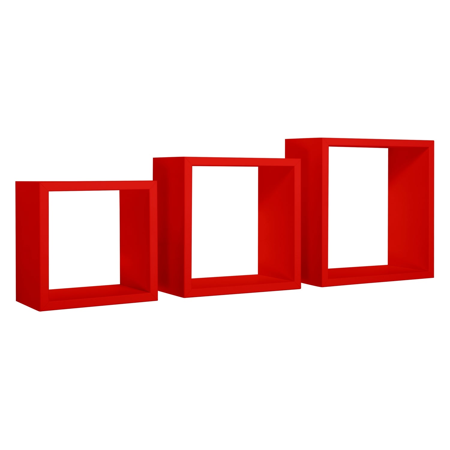 Ensemble de 3 étagères murales décoratives cubiques, rouges, 35x35, 30x30 et 25x25 cm de profondeur 15,5 cm - Nightmare - 5