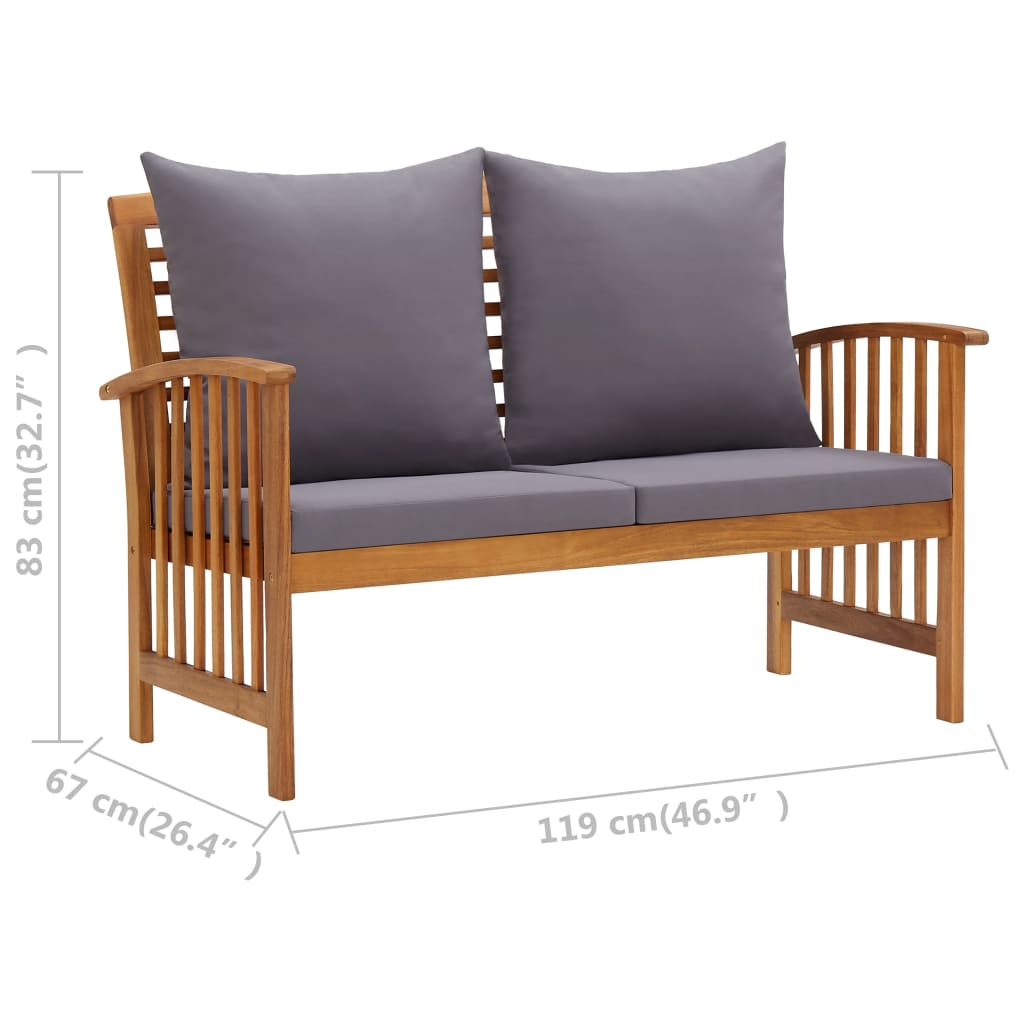 Maison Exclusive - Salon de jardin 3 pcs avec coussins Bois d'acacia massif - 9