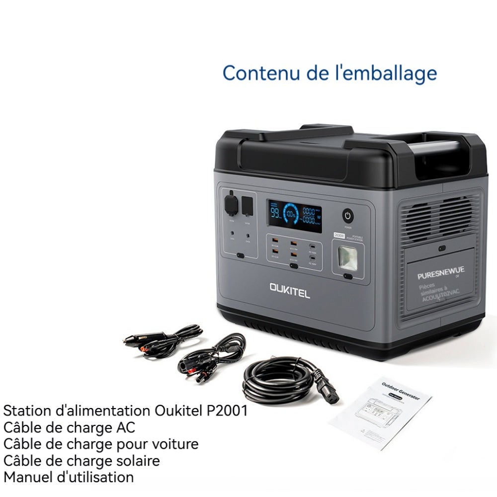 La station d'alimentation portable OUKITEL P2001E PLUS 2000W 2000Wh, équipée d'une batterie au lithium fer phosphate, est idéale pour le camping - 9
