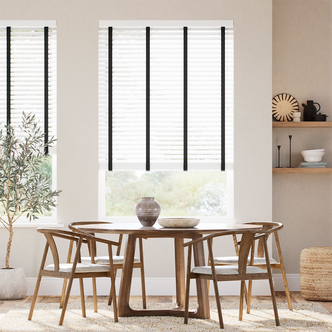 Venecianas madera efecto madera con cinta color nuclear tx - negro 121x120 - cortinadecor
