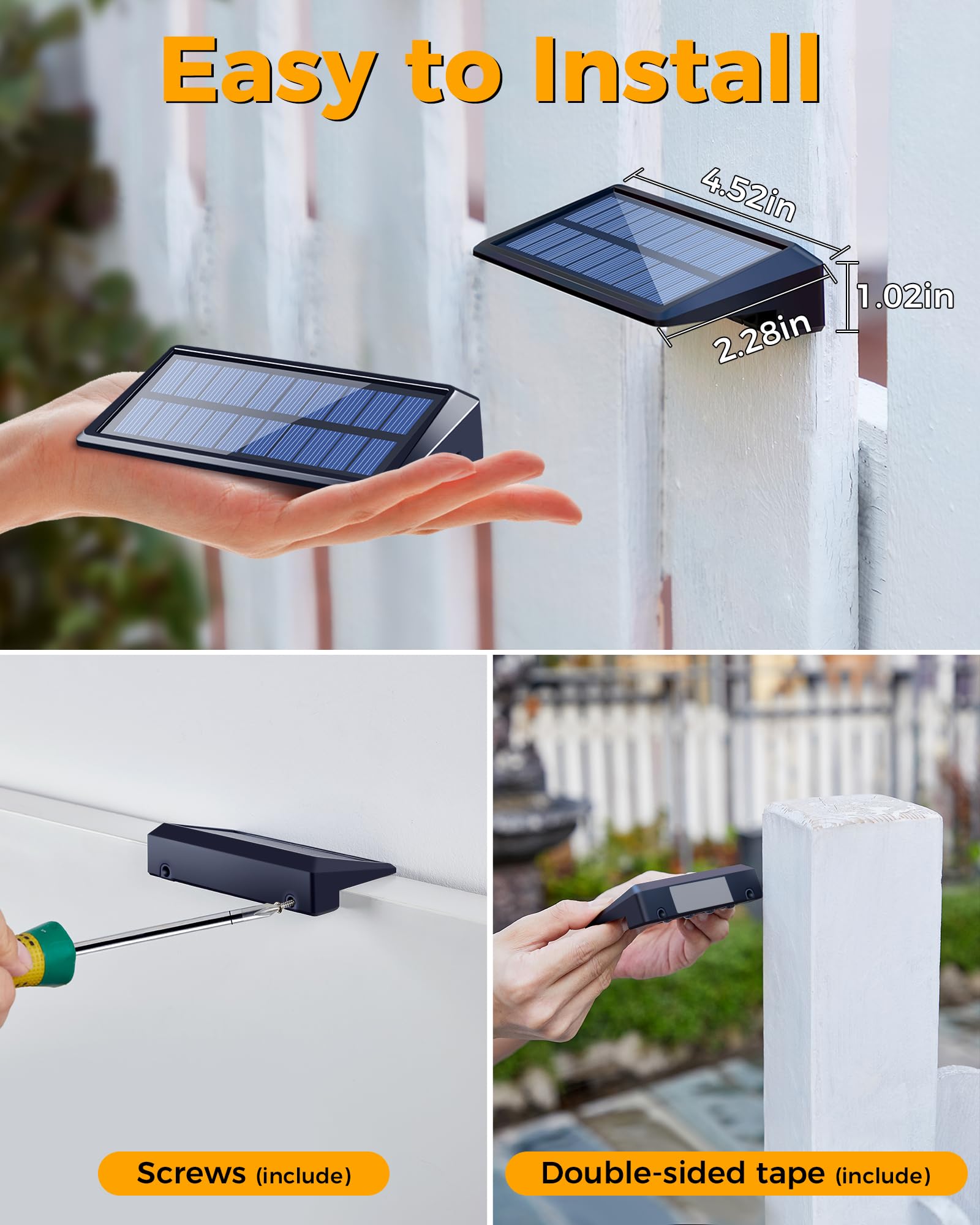 A cerca solar ilumina o diodo emissor de luz exterior, luzes solares da plataforma de 8 blocos para fora IP65 impermeável, luzes solares da parede - 6