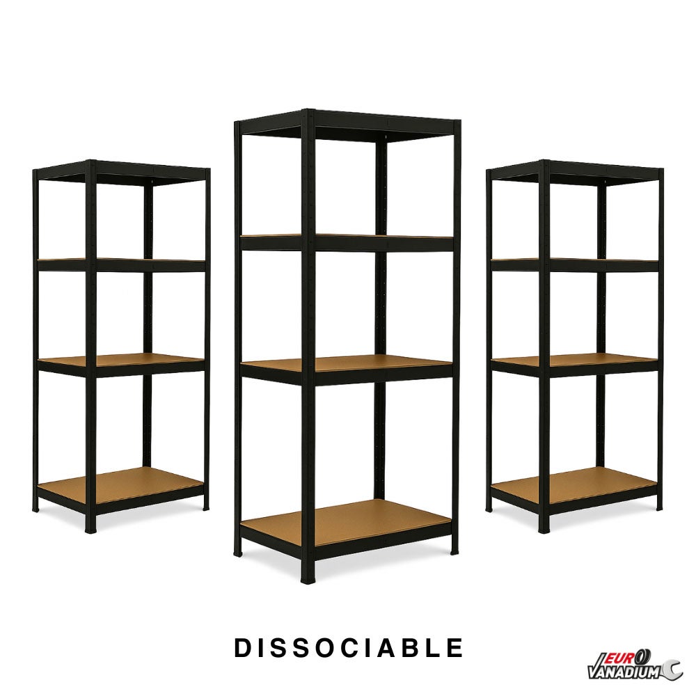 Triple étagère charges lourdes - 2M10 de long -12 plateaux - 210 X 150 - 30 cm - Noir - 3