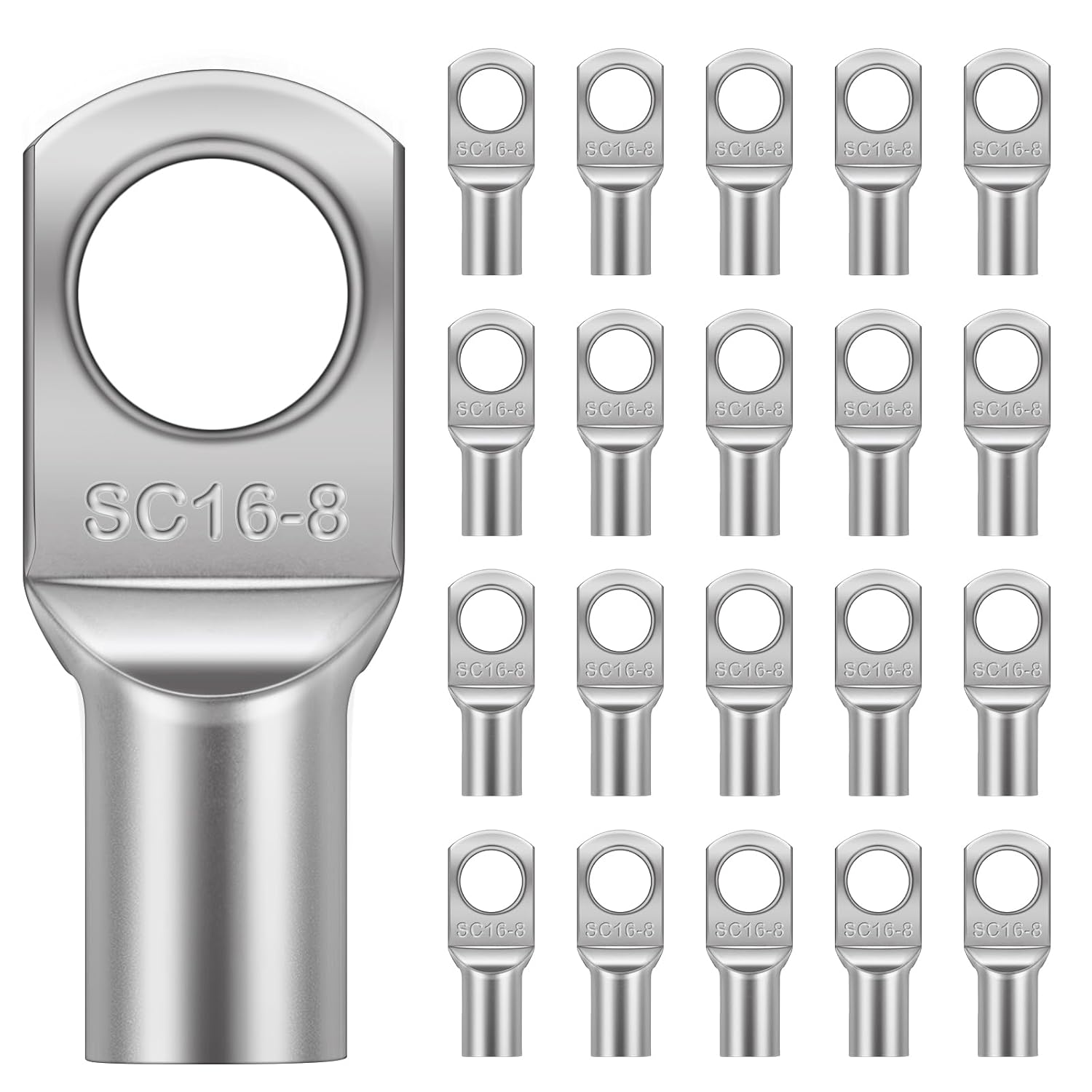 21 Pièces Cosses Tubulaires 16mm² M8, Cosses à Sertir A Oeil à Anneau, Cosse Electrique Plate Oeillet En Cuivre Etame Cosse A Sertir Pour Voiture 96903321