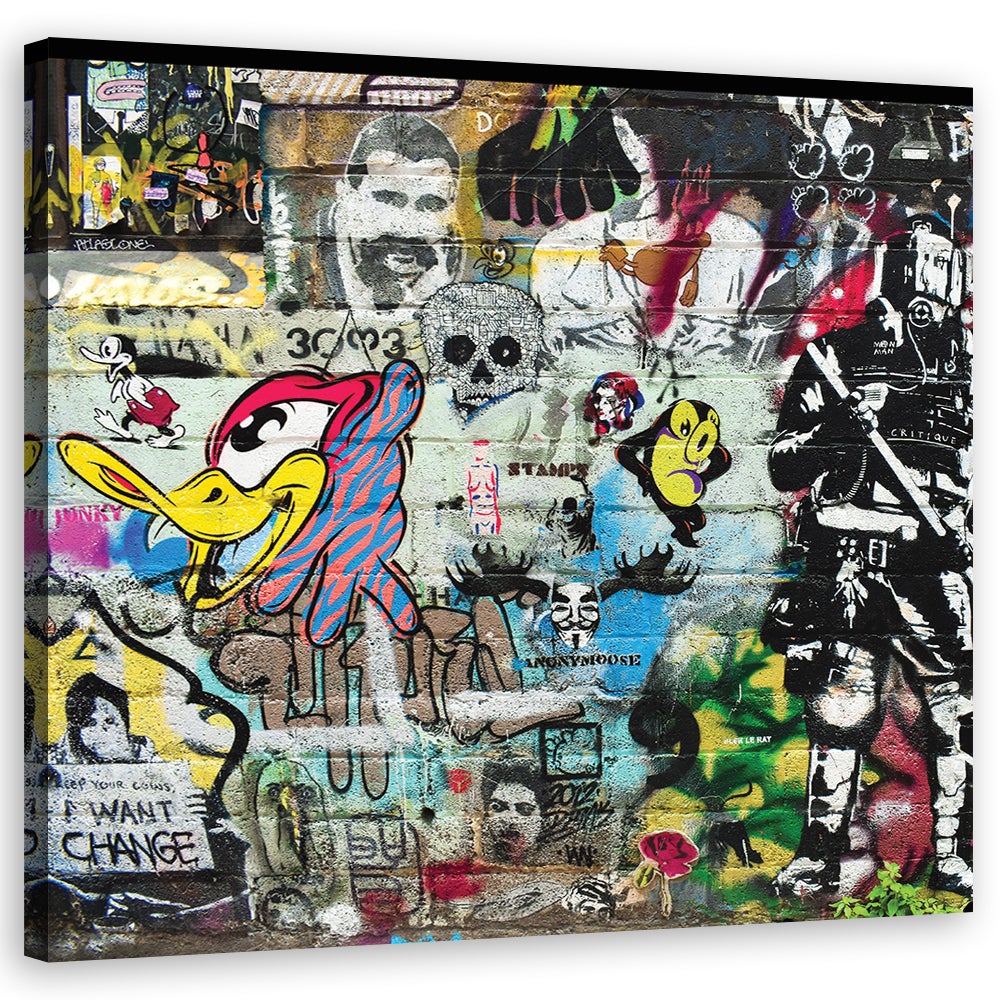 Tableau Mural Toile De Luxe – Graffiti LV Rose Grenat Et Blanc – Artura-Art, Made In Germany
