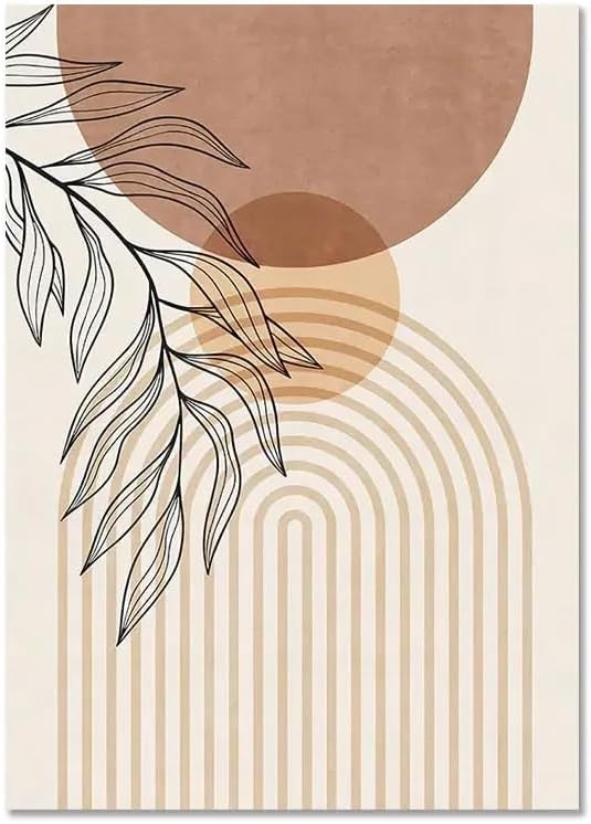 3 Boho Tableau Decoration Murale Terracotta Affiche Art Géométrique Visage Femme Abstrait Poster Plante30x40cm - 3