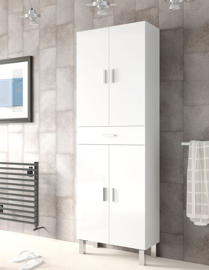 Móvel Coluna de Banho Aruba Branco 60x182x29 cm, Design Moderno e Funcional - 3