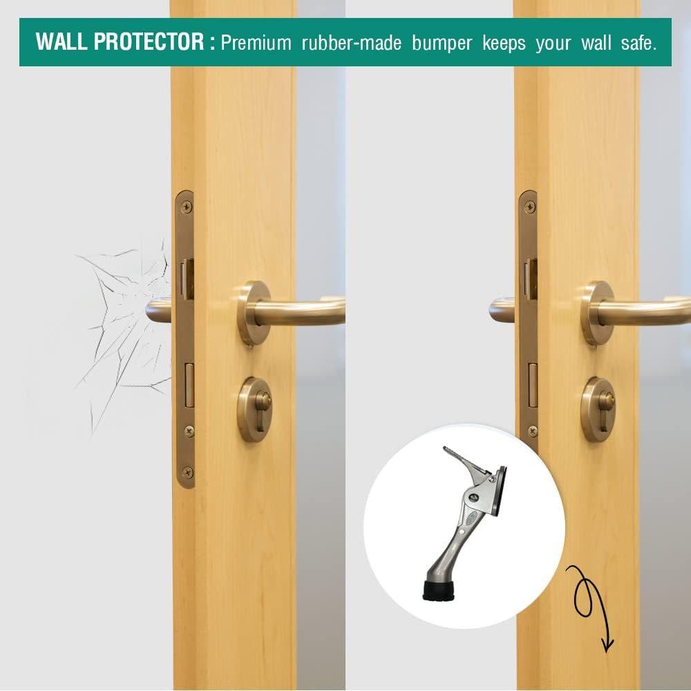 Fermaporta inferiore regolabile, fermaporta pieghevole (finitura nichel satinato, 15 cm x 1 pezzo) - 2