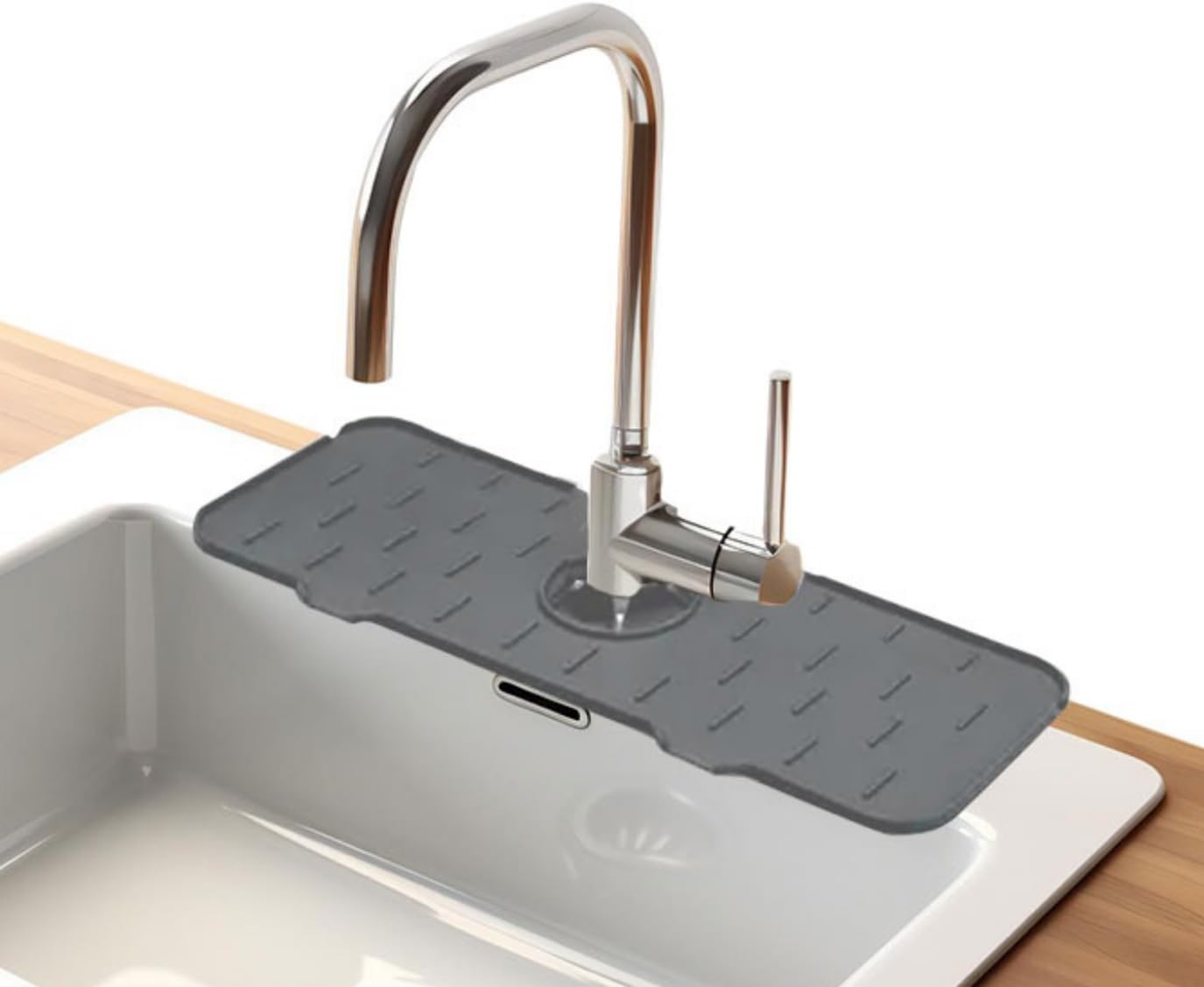 Griglia Protettiva Per Lavello In Silicone – 71x36 Cm – Grigio – Antigraffio E Resistente Al Calore (260°C) - 3