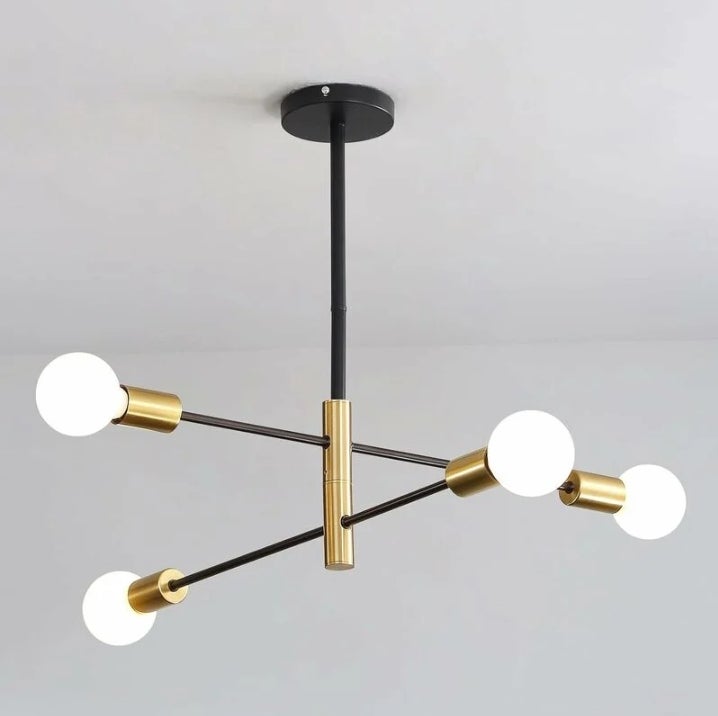 Lampa wisząca Sputnik Vintage, Czarna lampa industrialna retro E27, Lampa sufitowa z regulowanym kątem 180° (Żarówka nie w zestawie)