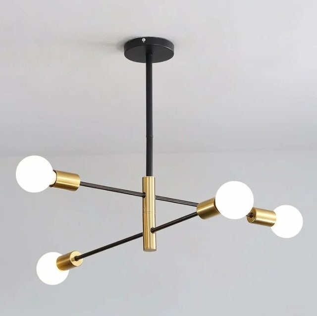 Lampa wisząca Sputnik Vintage, Czarna lampa industrialna retro E27, Lampa sufitowa z regulowanym kątem 180° (Żarówka nie w zestawie)