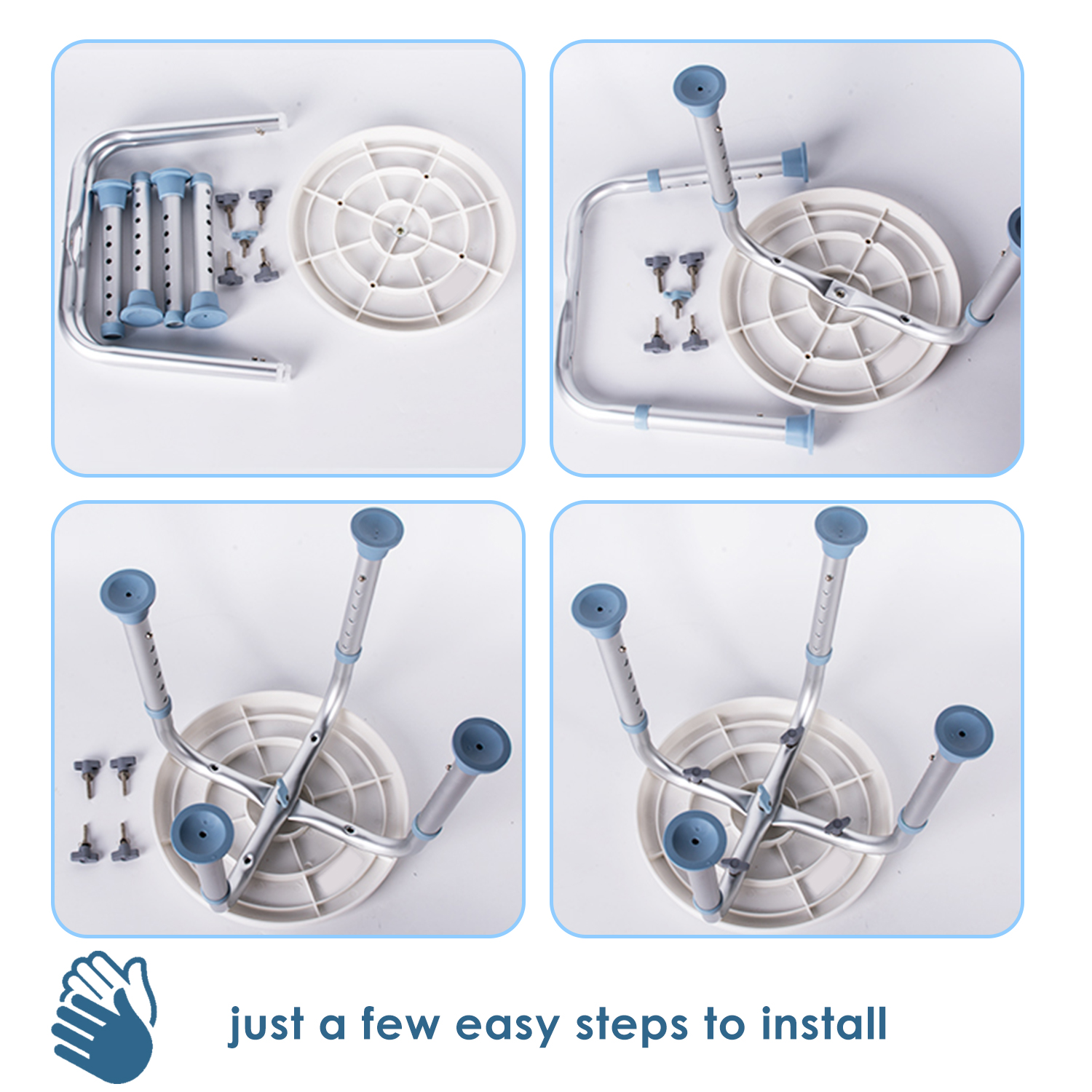 Sgabello Da Doccia Regolabile - Altezza 36-51 Cm, Antiscivolo, Per Anziani O Donne Incinte - Foto 4