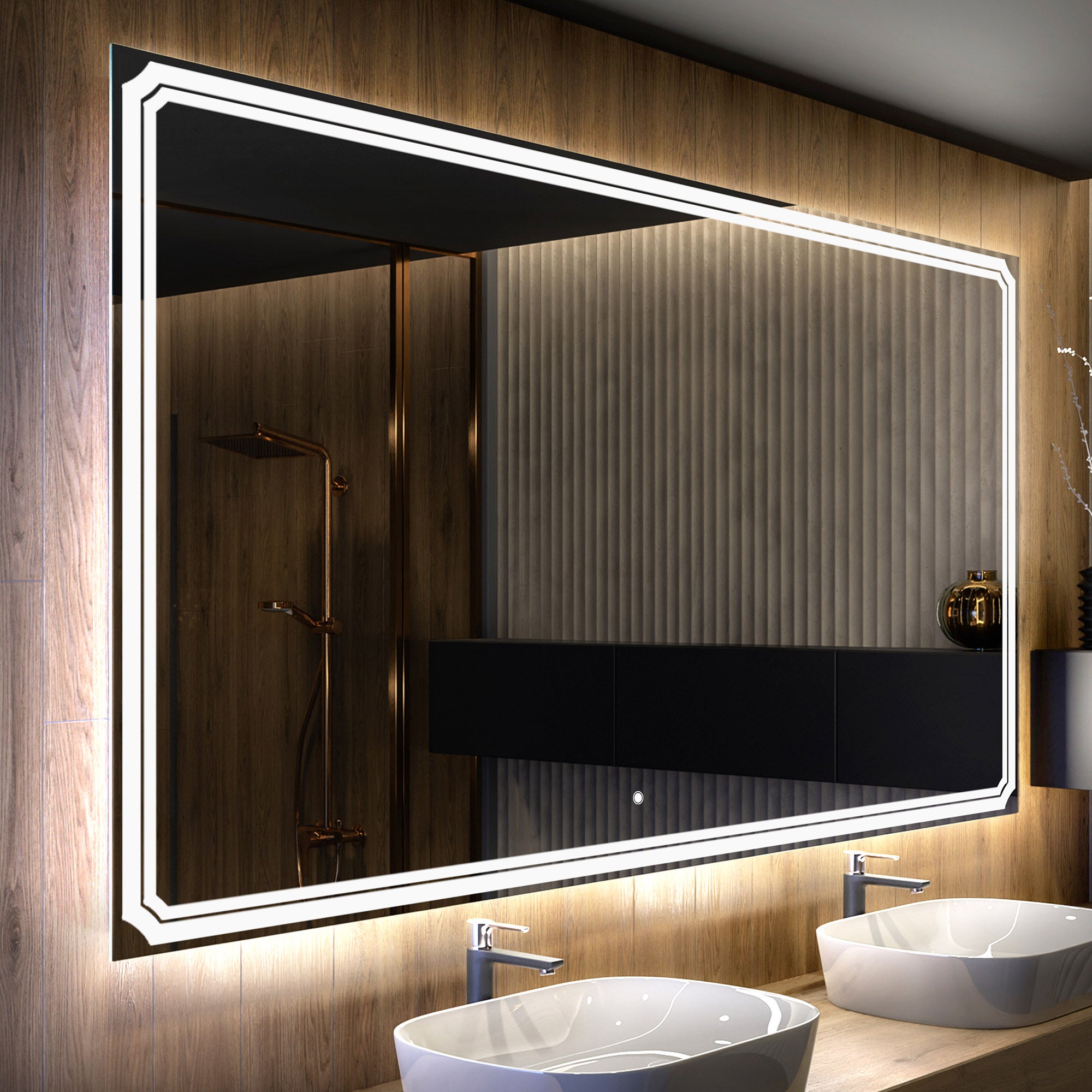 Lustro z podświetleniem LED Łazienka (100x80cm) Jasne lustro LED z przełącznikiem oświetlenia Chłodna biel