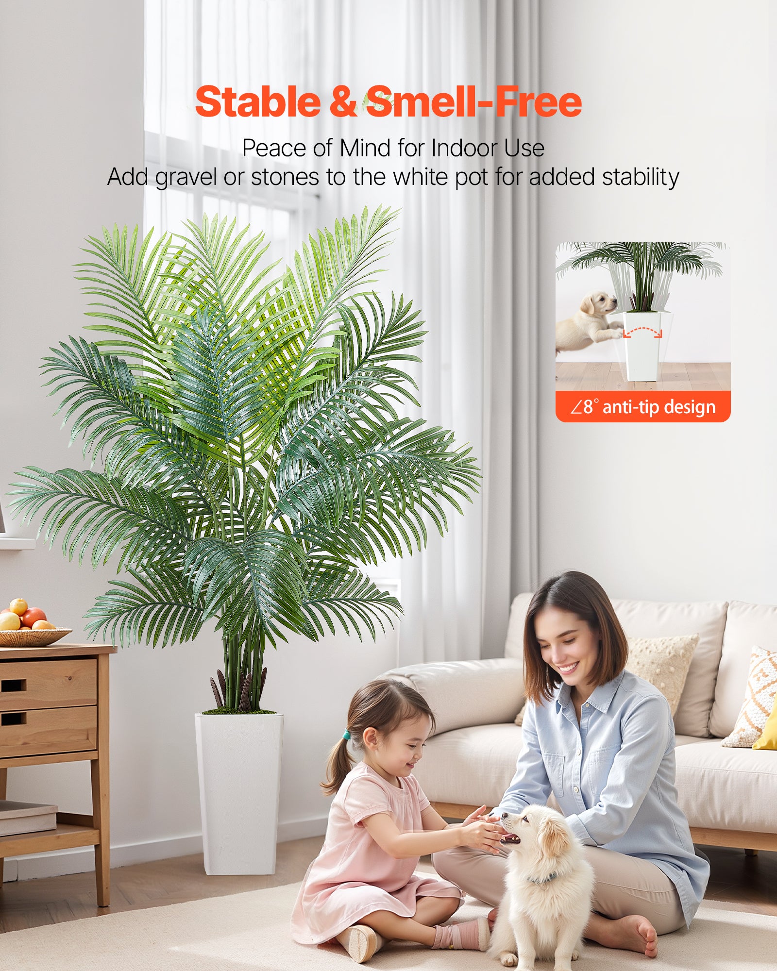 Palmier Artificiel Areca VEVOR, 1,8 m, Plante Artificielle Tropicale en Pot Blanc, pour Décoration d'Intérieur, Salon, Bureau, Intérieur et Extérieur - 3
