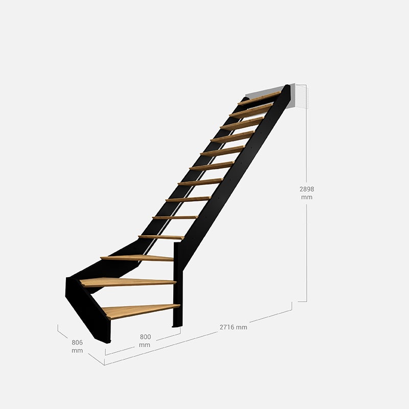 Escalier quart-tournant droit noir à LED intégrées, Spectra KORDO - 3