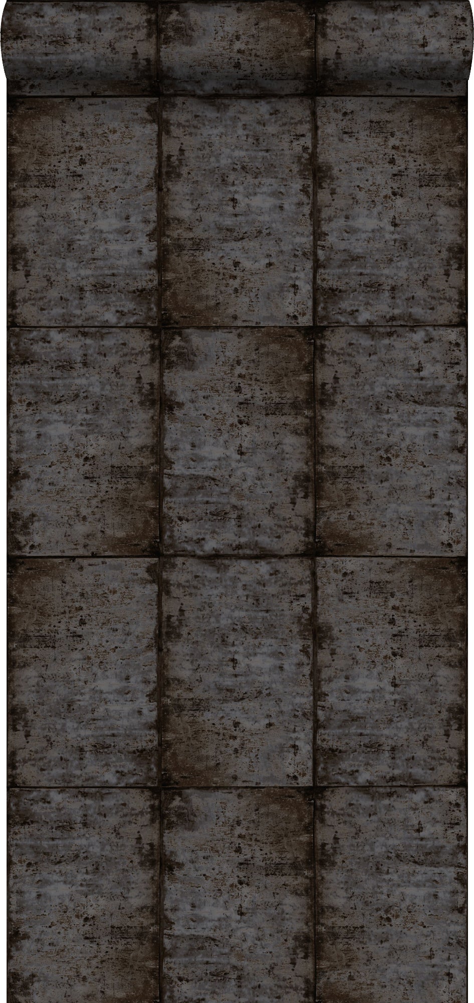 Papel pintado láminas de zinc negro marrón y gris - 53 cm x 10,05 m - estahome