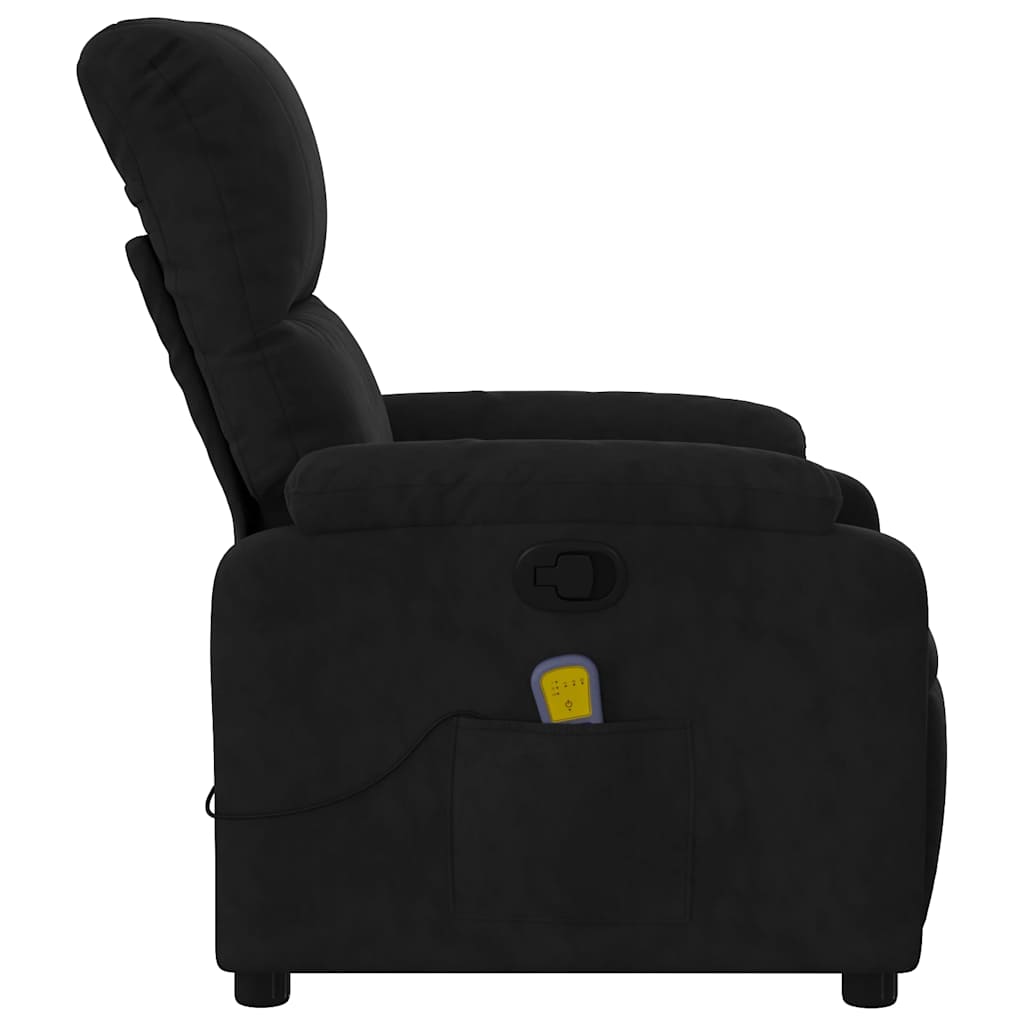 Fauteuil de Salon，Chaise，Fauteuil inclinable de massage noir tissu microfibre - 8