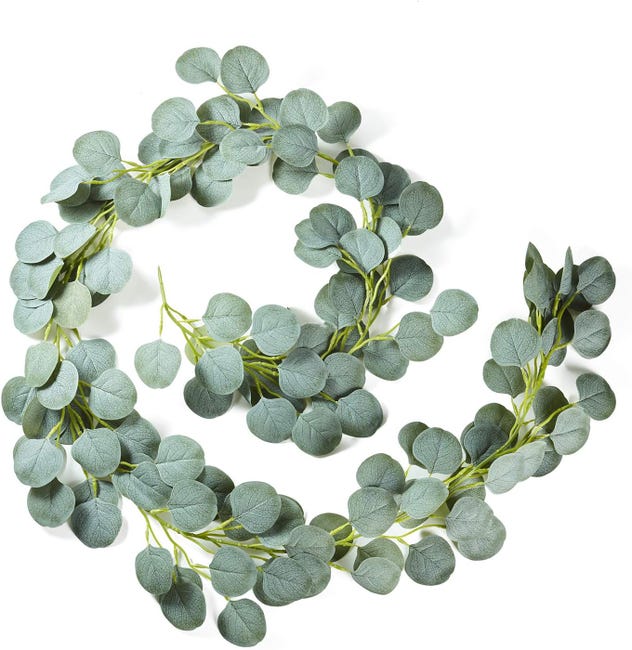 Lot de 2 Guirlandes de Lierre Artificiel Faux Eucalyptus Vignes Feuilles d'eu