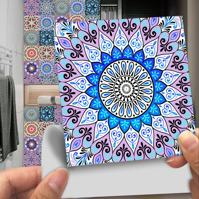 10 PCS Papier Peint Carrelage Autocollant Tuiles de simulation sticker 10 x 10 cm Style Mosaïque Sticker Mural Film Décoratif Imp