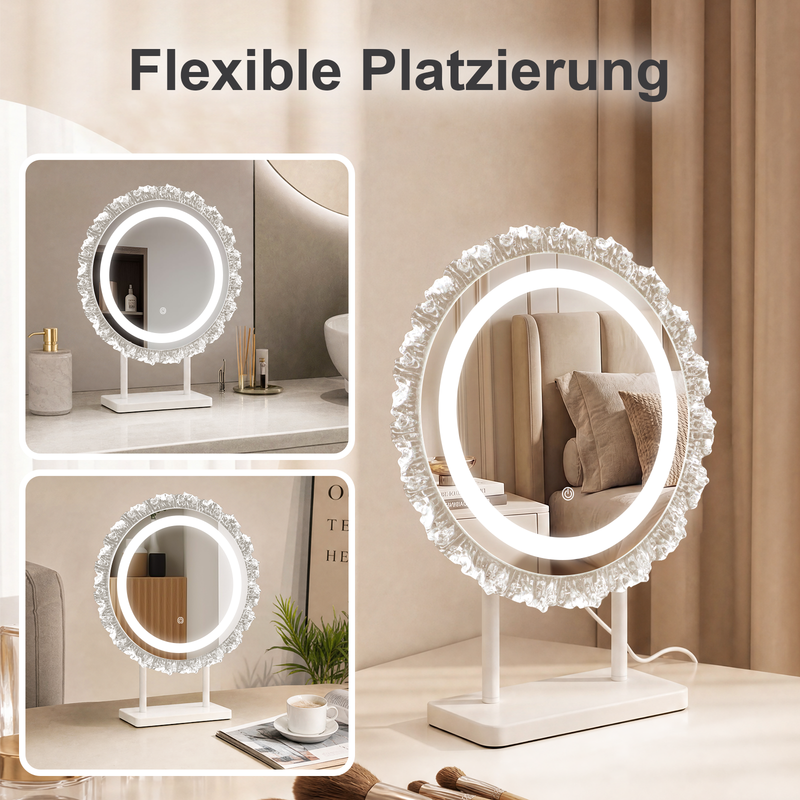 Miroir rond lumineux Hollywood 40x48cm miroir LED table rétro éclairé ...