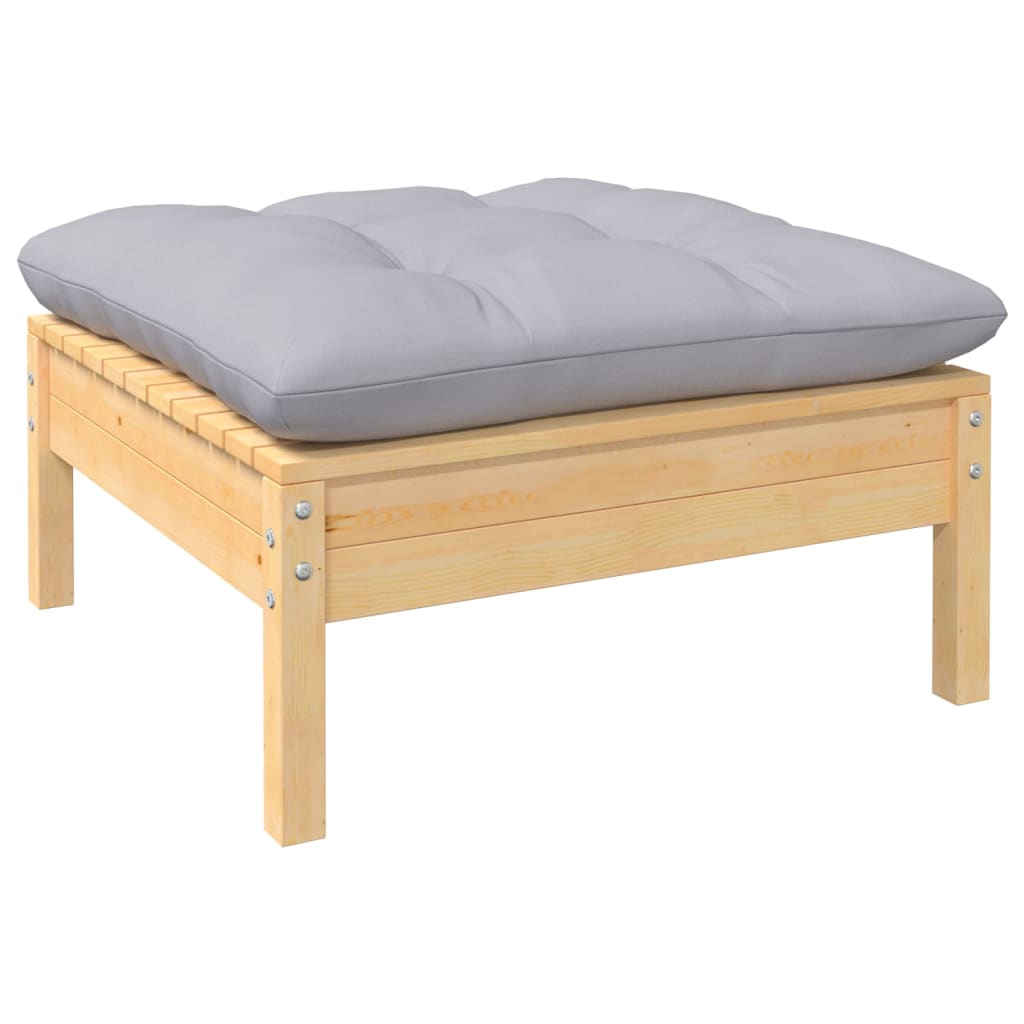 Maison Exclusive - Salon de jardin 3 pcs avec coussins gris Bois de pin solide - 5