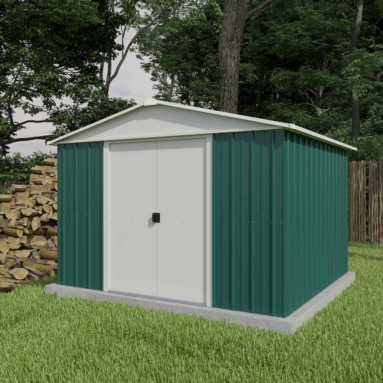 Abri de jardin en métal vert - 9,03 m² - 3