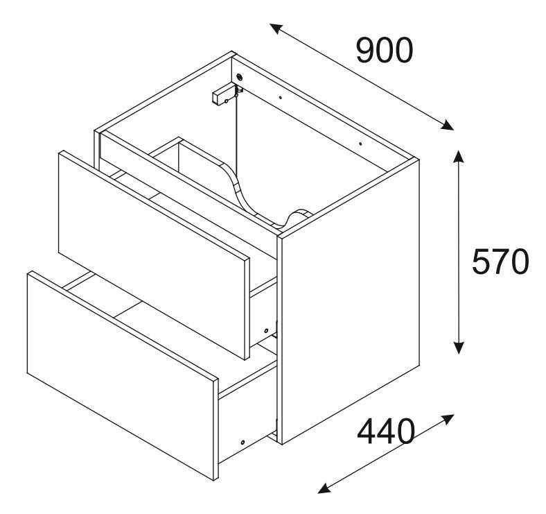 Szafka łazienkowa LUXOR 90 cm beżowa dąb olejowany front 3D MDF z szufladami - 2