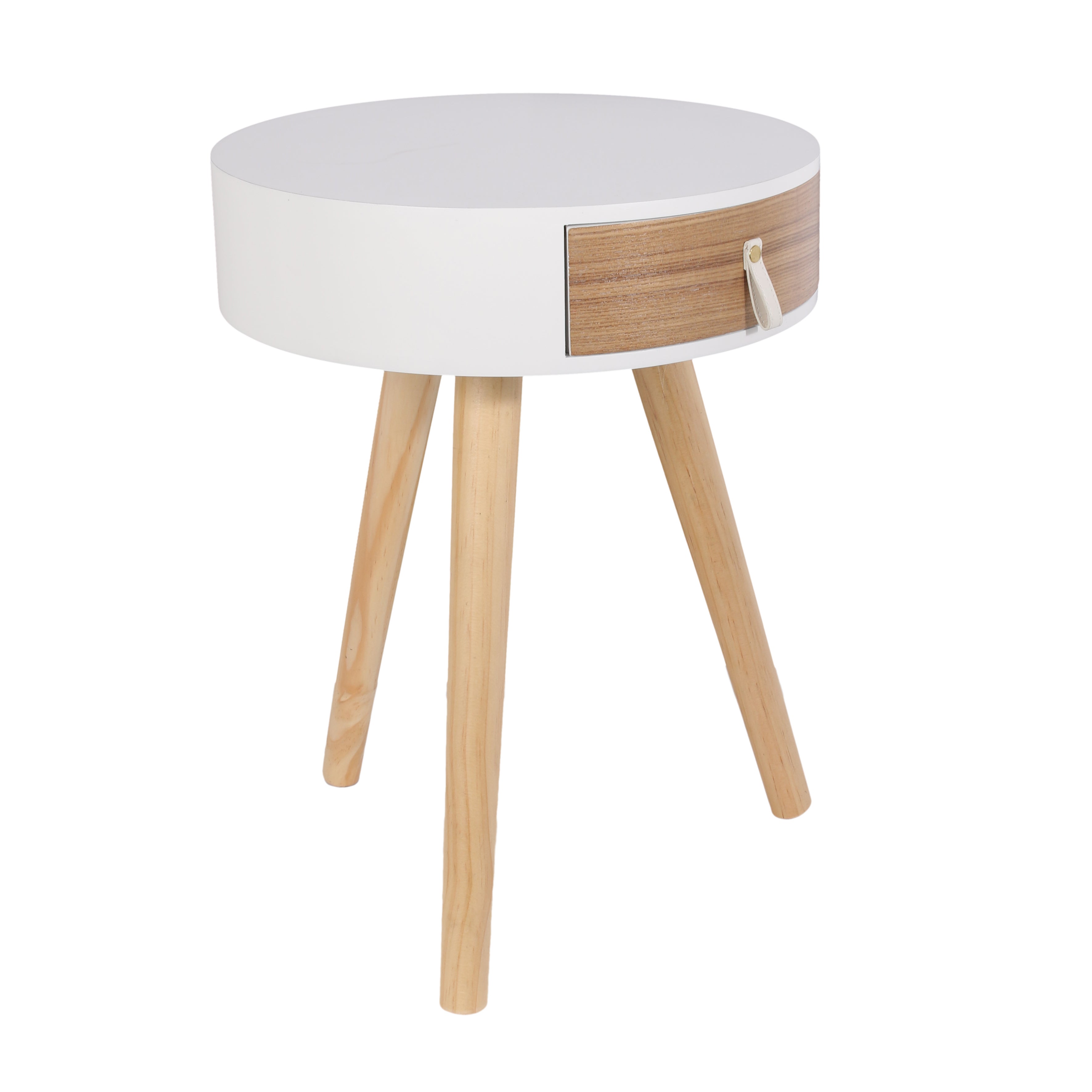 Table De Chevet - Home Deco Factory - Nora - Rond - Blanc - H46,5 X L35 X P35 Cm - 2