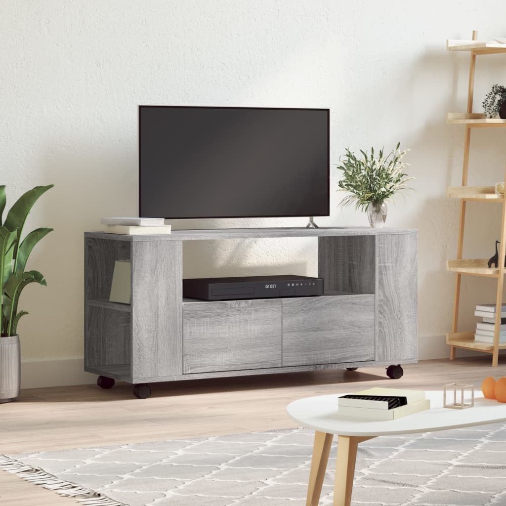 Meuble TV sonoma gris 102x34,5x43 bois d'ingénierie - 2