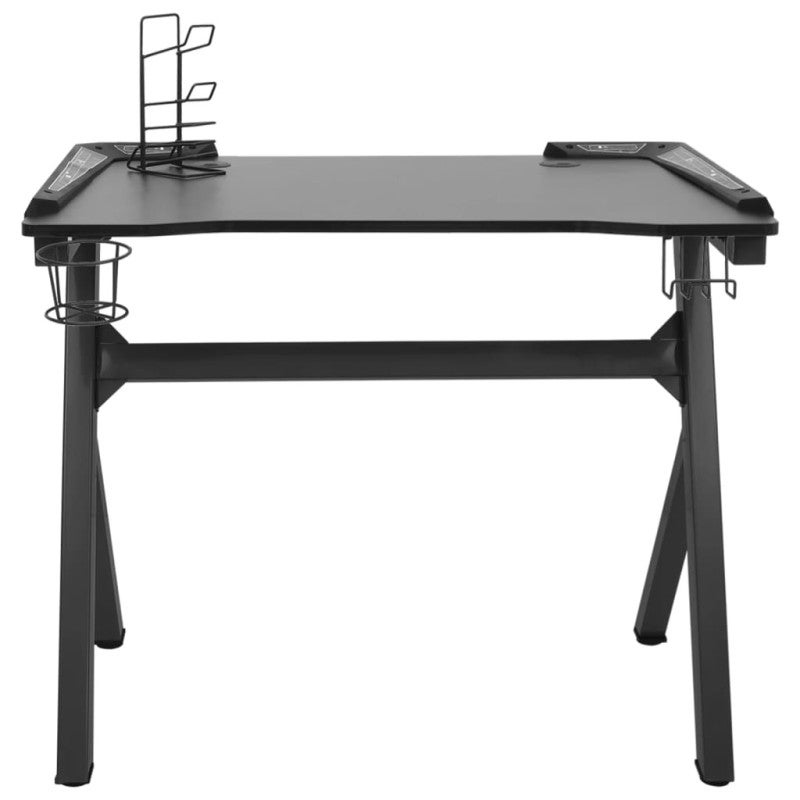 Bureau de jeu à LED en forme de Y noir 90x60x75 cm - 4