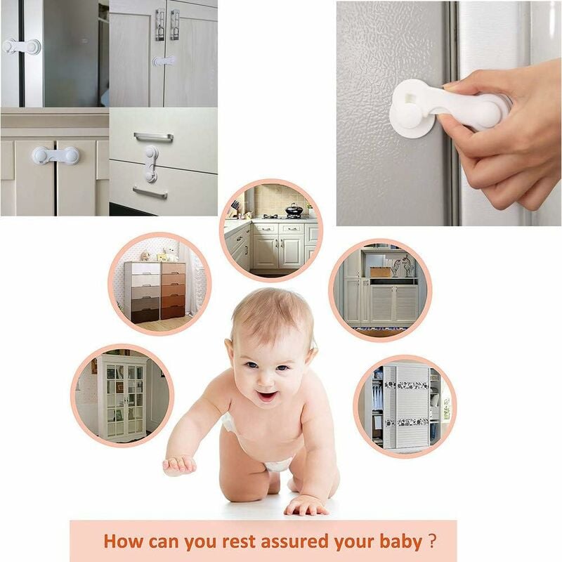 10 x Verrou de Sécurité Pour Enfants: Serrure Porte Placard Frigo