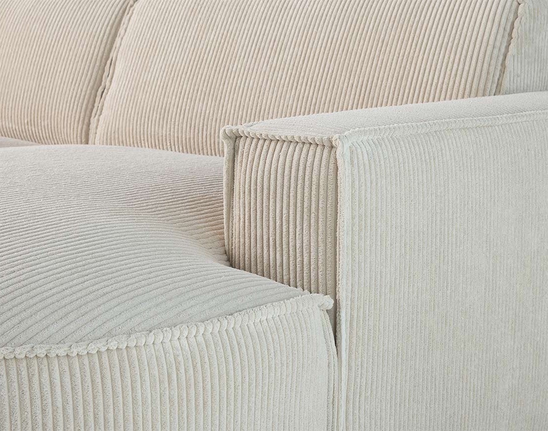 canapé d'angle droit - 5 places - en velours côtelé - 5