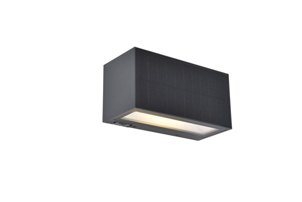 Kinkiet solarny INKA LED 9W Ciepła biel 720lm szary i odcienie szarości wym:8,9x18x8cm IP44 Lutec
