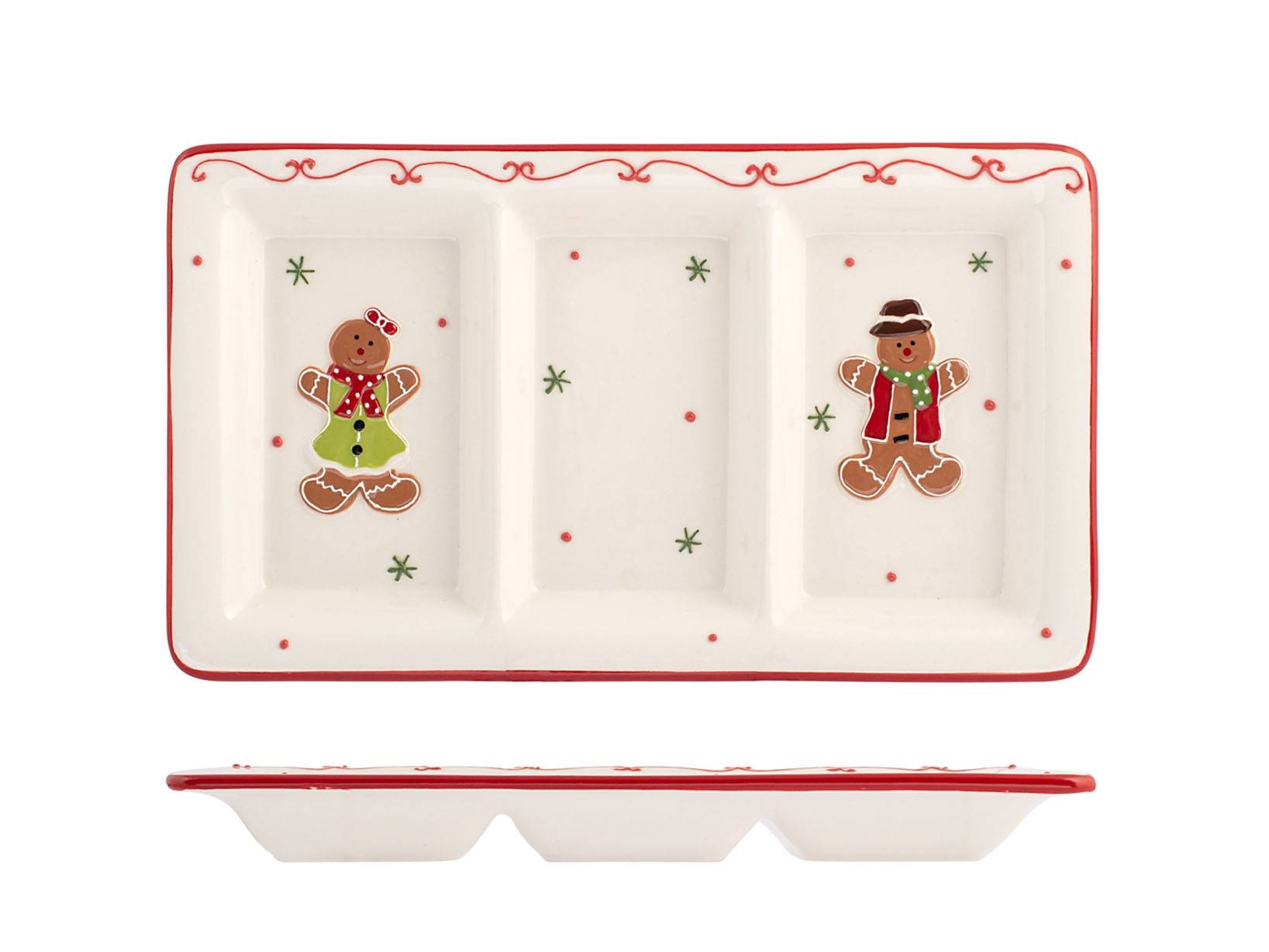 Excelsa Wonderful Plato Navideño De Cerámica Con Forma De Pan De Jengibre - Decorado A Mano