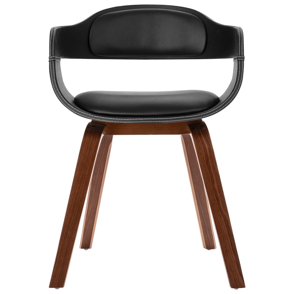 Chaise De Salle à Manger Zouron - Dossier En Bois Courbé, Assise Simili Cuir - Moderne Noir - Capacité 120 Kg (265 Lbs)