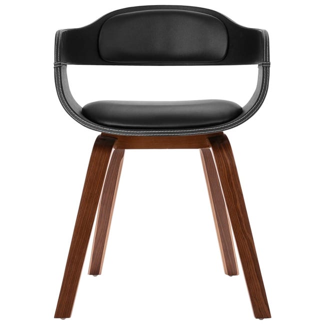 Chaise De Salle à Manger Zouron - Dossier En Bois Courbé, Assise Simili Cuir - Moderne Noir - Capacité 120 Kg (265 Lbs)