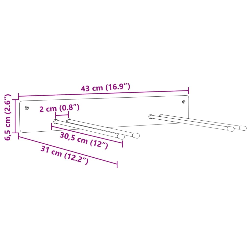 Suportes de parede p/ ferramentas de jardim 4 pcs aço preto vidaXL - 3