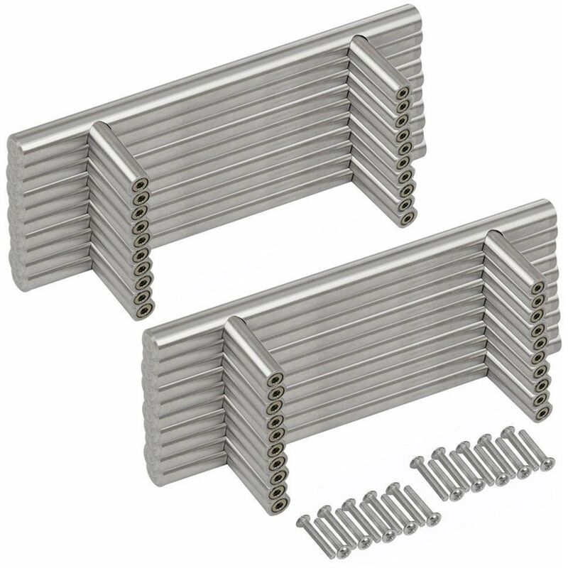 20 SZT. Uchwyt Drzwiowy T-Bar Kuchenne Uchwyty do Mebli Ze Stali Nierdzewnej - Rozstaw 64 mm