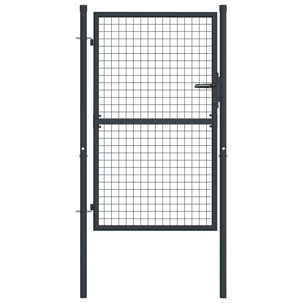 Portail en maille de jardin | Portail de clôture | Portillon de jardin Acier galvanisé 100 x 175 cm Gris CFW29417 - 2