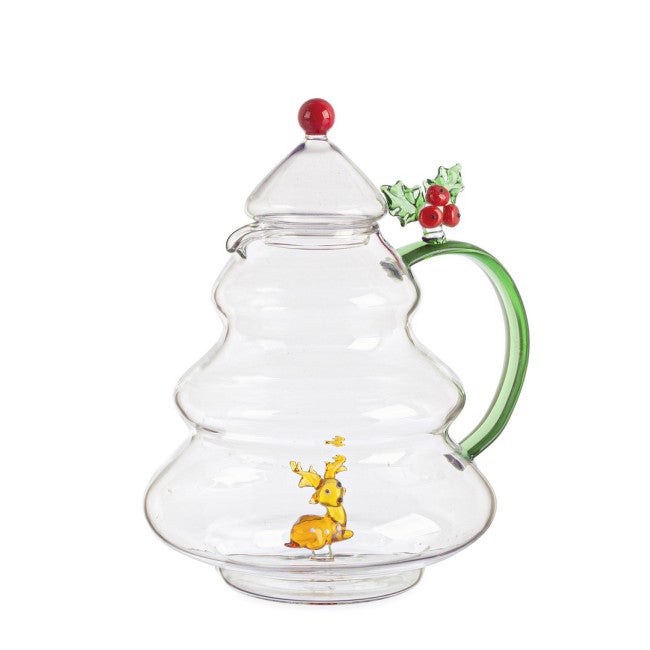 Szklana dekoracja świąteczna w pudełku prezentowym, przezroczysty czajniczek "Lavish", 20 cm