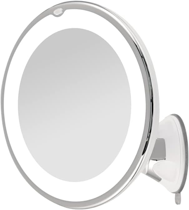 Mikroskopijnie powiększające lustro do golenia 10x z oświetleniem LED i zamykanym uchwytem na przyssawkę | Obrót 360°
