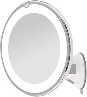 AusDaur Specchio da Trucco con Ingrandimento 10x Montato a Parete da 20,3 cm Doppio Lato Con Braccio Estendibile e Rotazione a 360° per Bagno e Hotel - Cromo